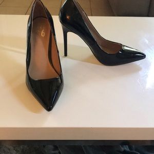 Black patent pumps